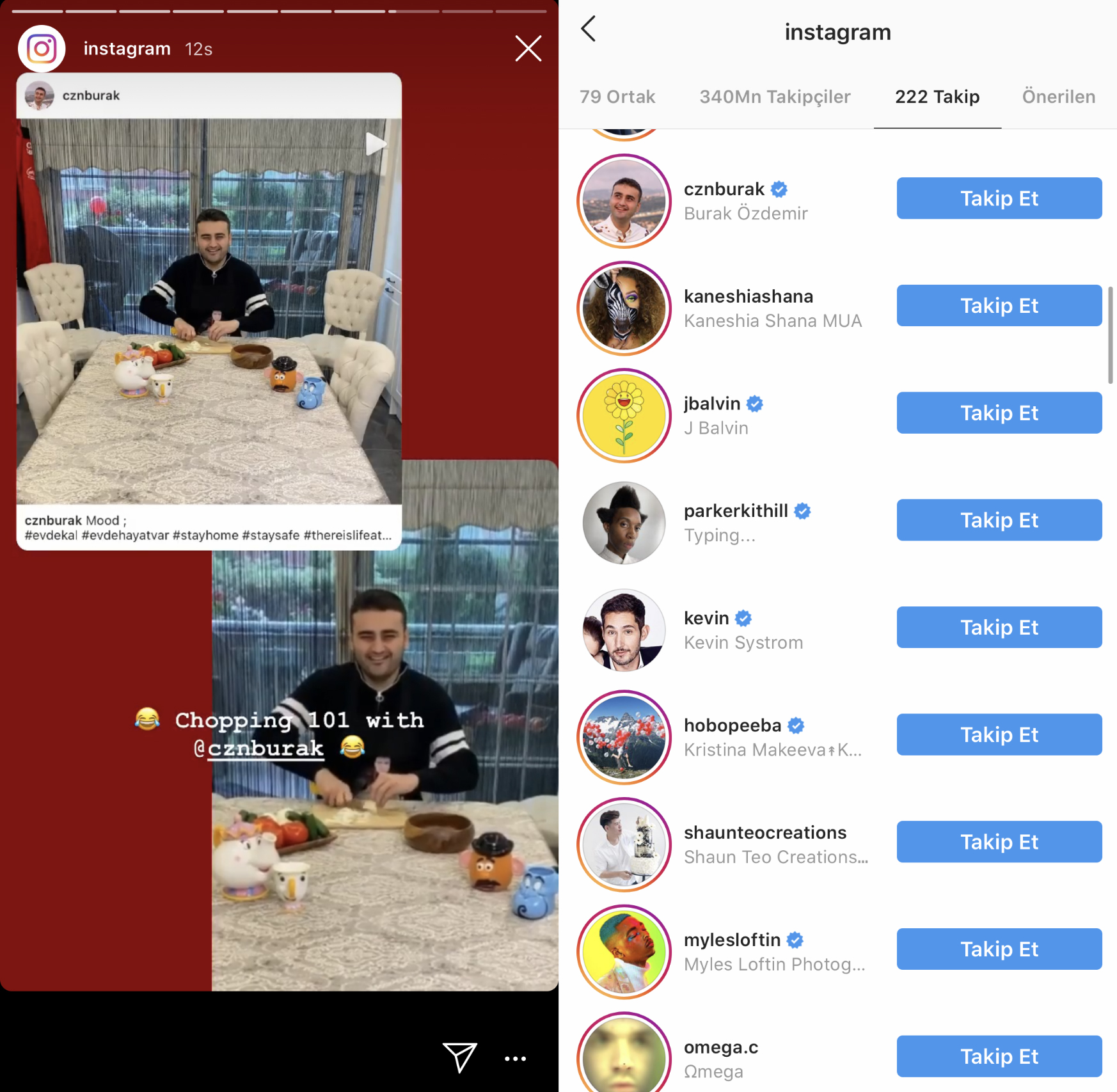 Instagram CZN Burak ı takip etmeye başladı ShiftDelete Net