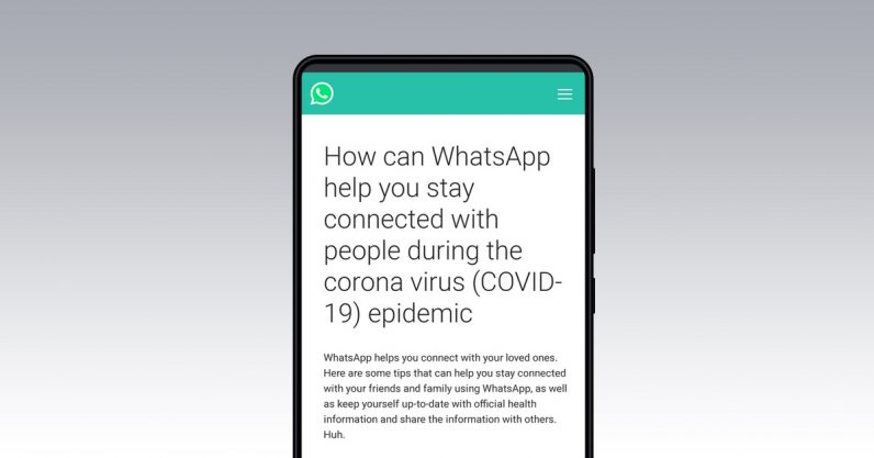 WhatsApp, Corona virüsü bilgi sitesi kuruyor