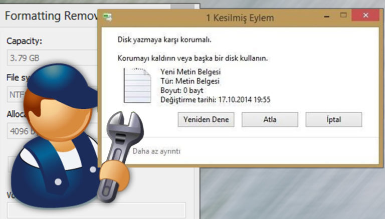 Disk yazma korumalı hatası nasıl çözülür? Yazma korumalı disk
