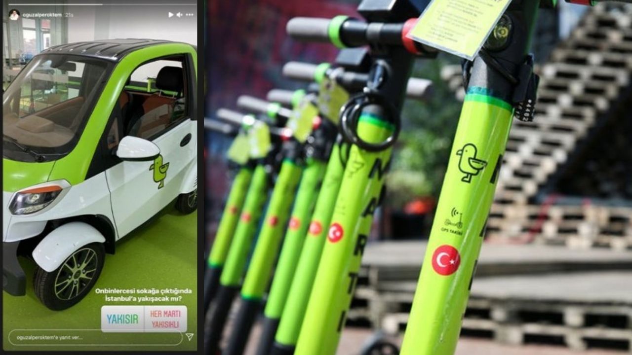 Martı, scooter ardından elektrikli aracıyla yollarda