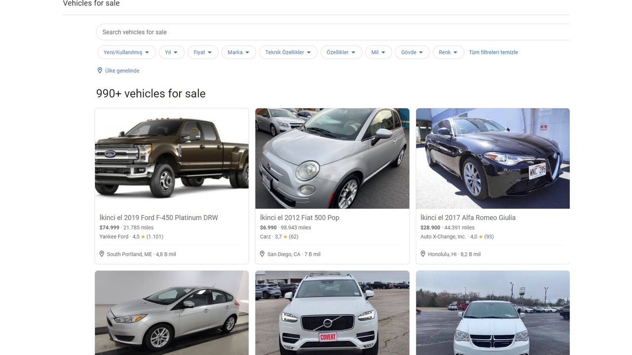 Google’ın yeni özelliği: ikinci el arabalar listelenecek!