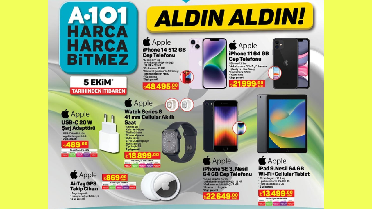 A101'de bu hafta: iPhone, Apple Watch, iPad ve AirTag!