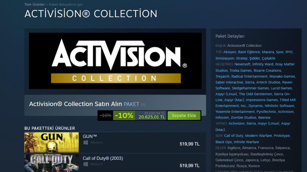 Activision Collection fiyatı