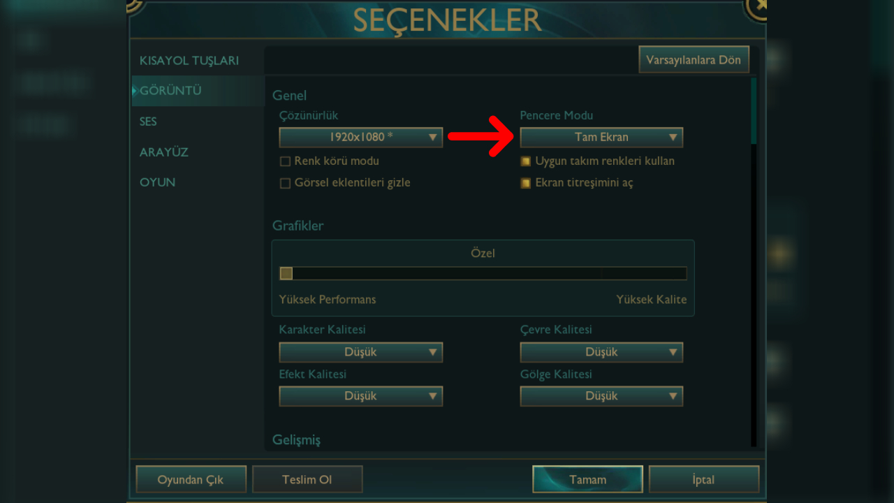 LoL FPS Artırma