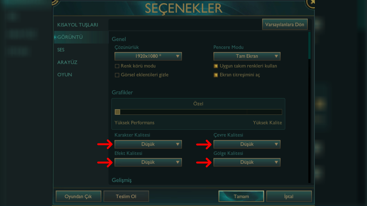 LoL FPS Artırma