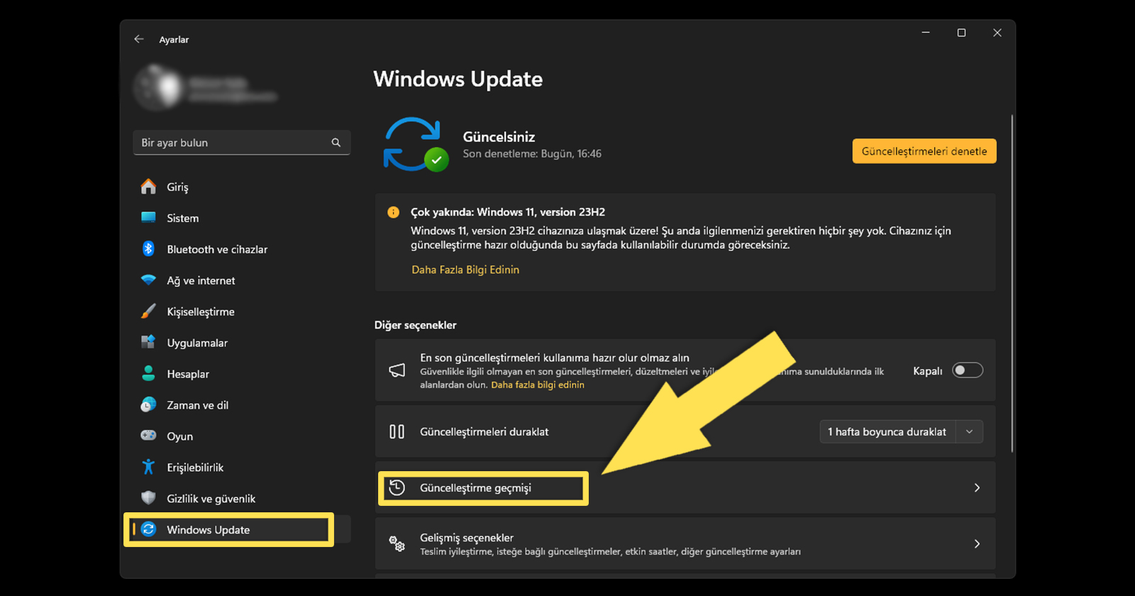windows 11 güncelleştirme geçmişi
