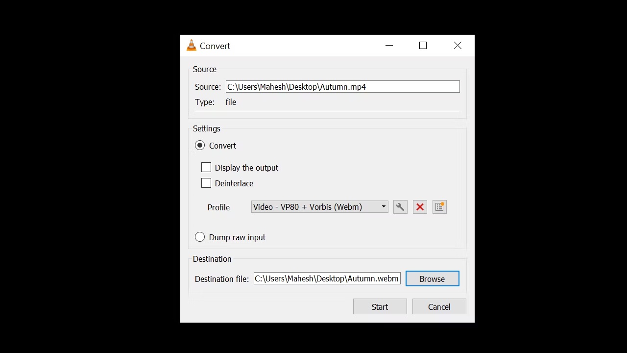 Reducing video size with VLC 2