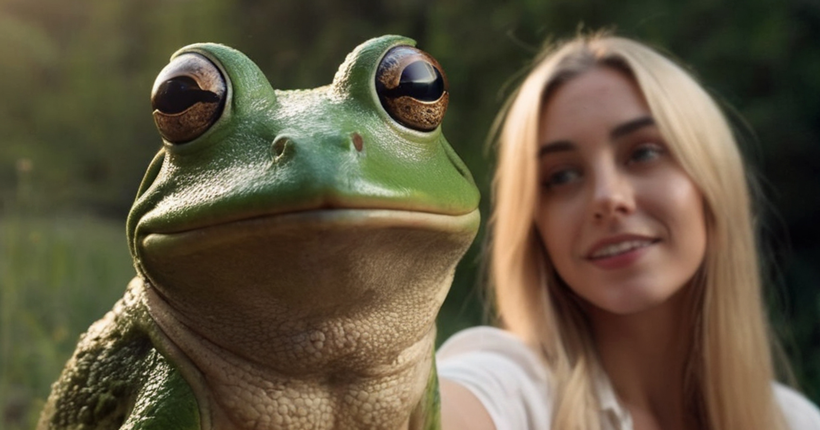 kurbağa ve kadın selfie