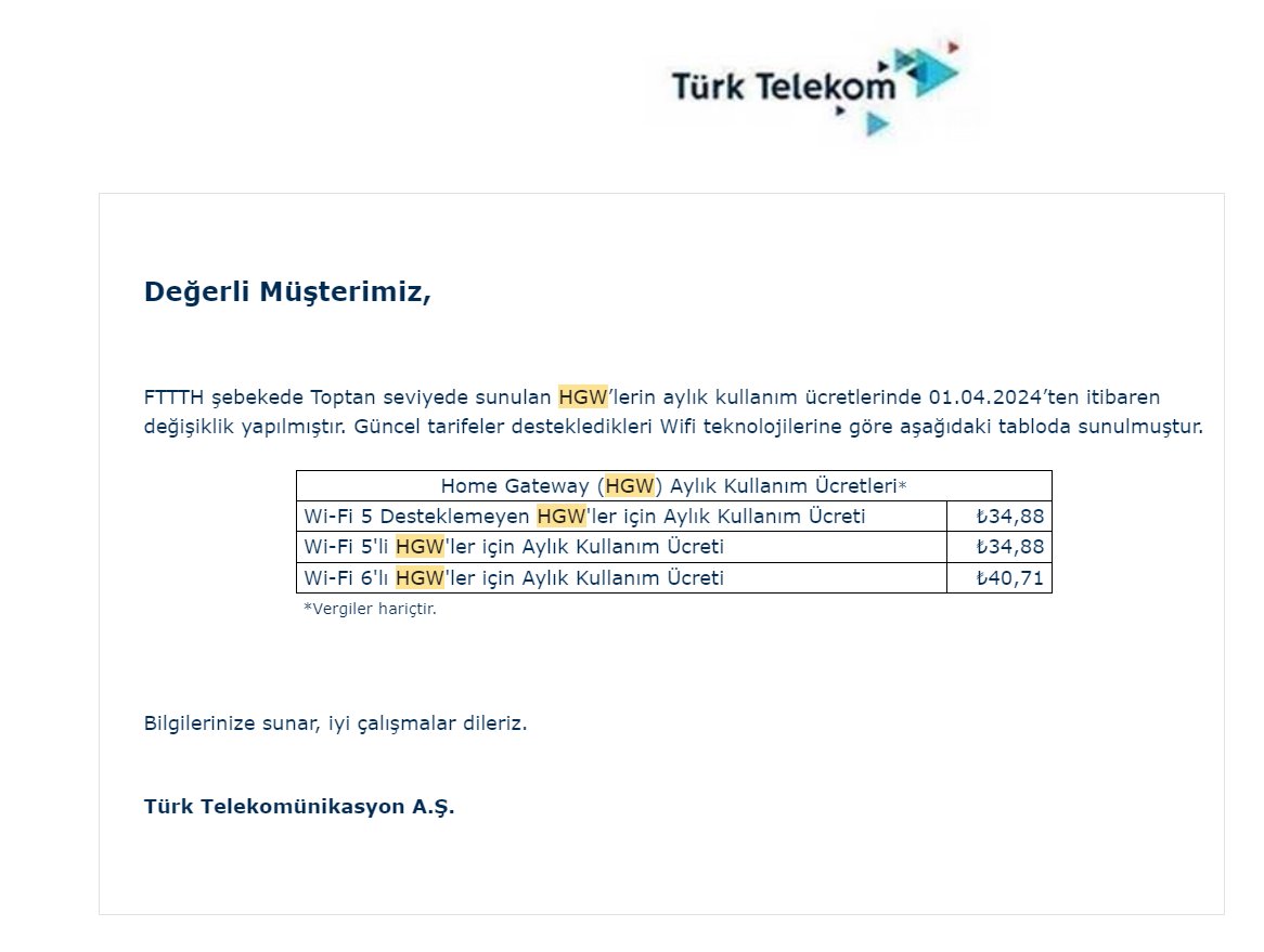 Türk Telekom modem kiralarına zam