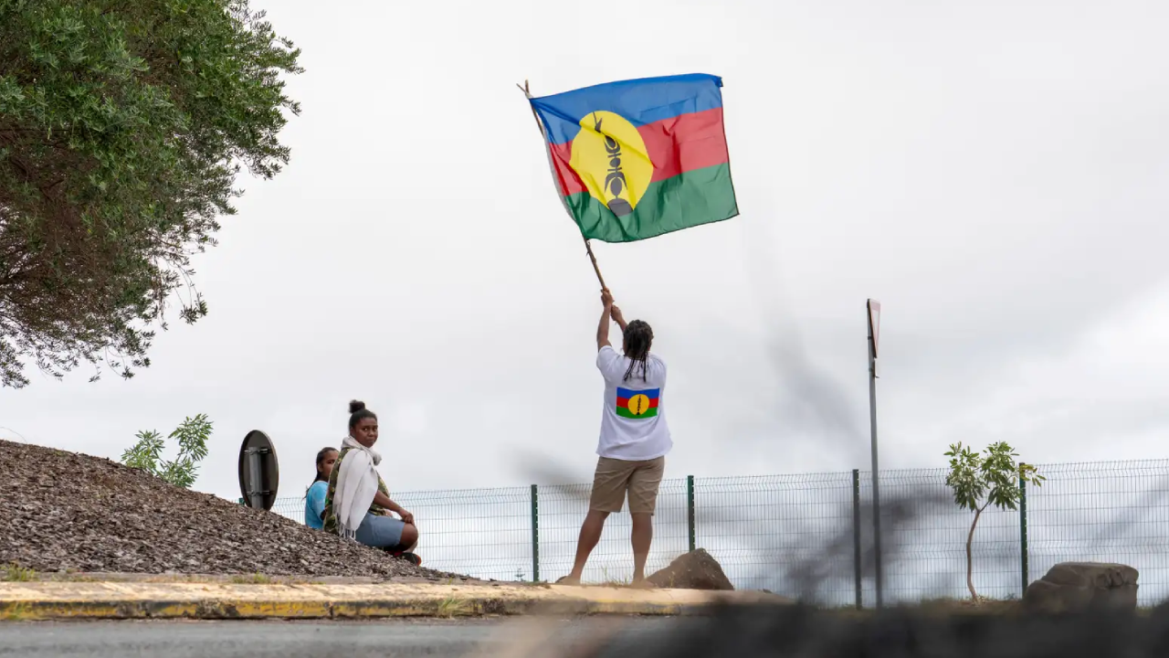A Katan protesting in New Caledonia