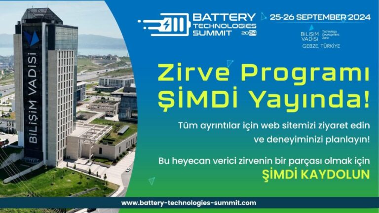 Batarya Teknolojileri Zirvesi programı belli oldu!