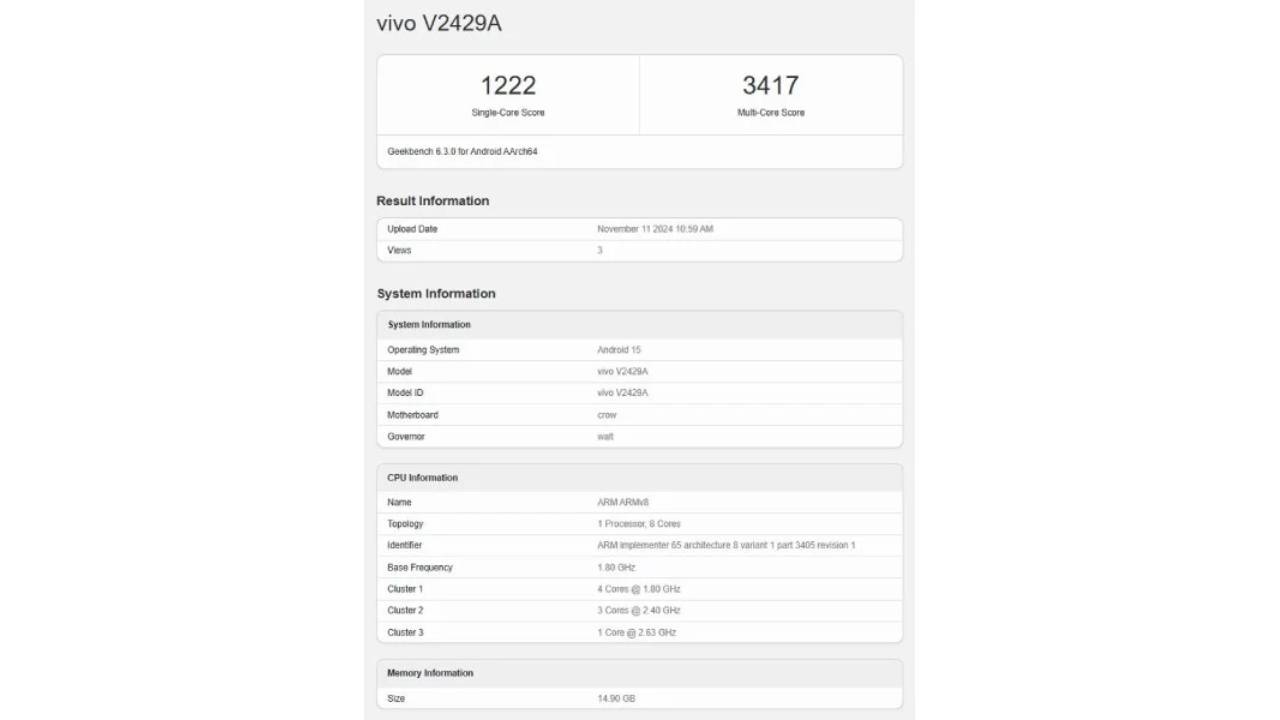 vivo S20 Geekbench'te göründü