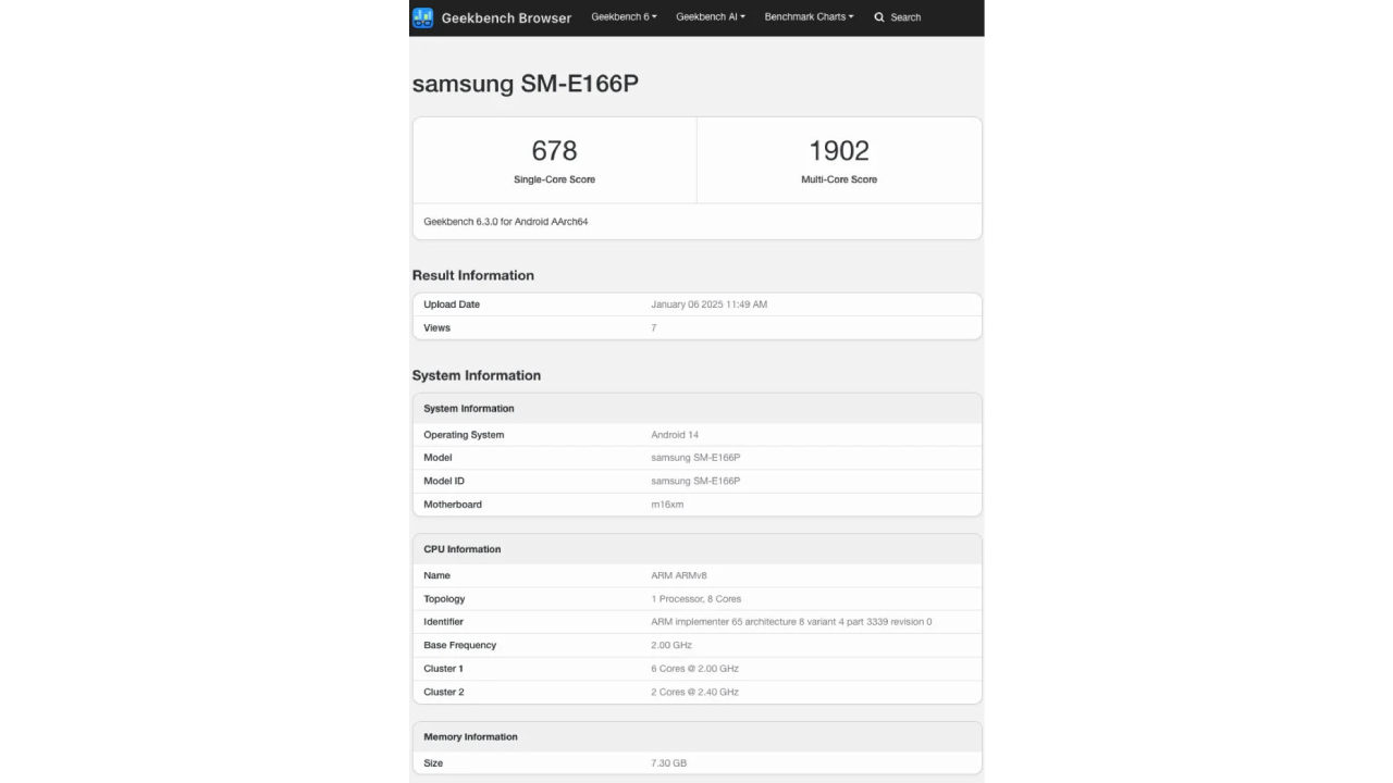 Galaxy F16 5G Geekbench'te görüntülendi