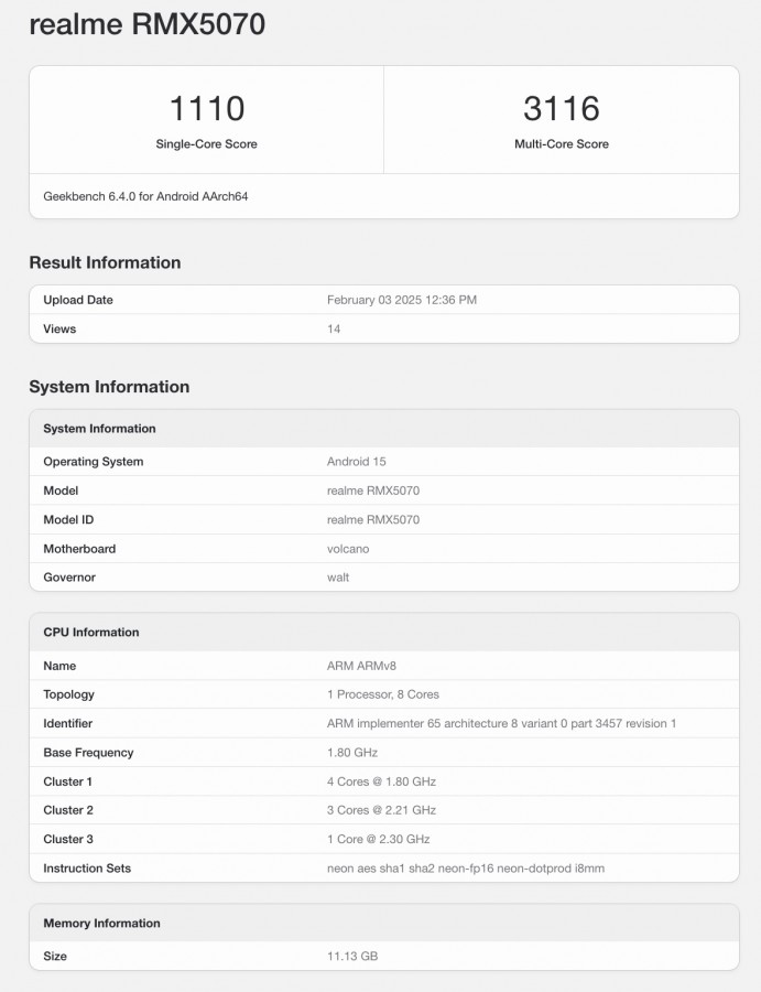 realme P3 Geekbench'te görüntülendi