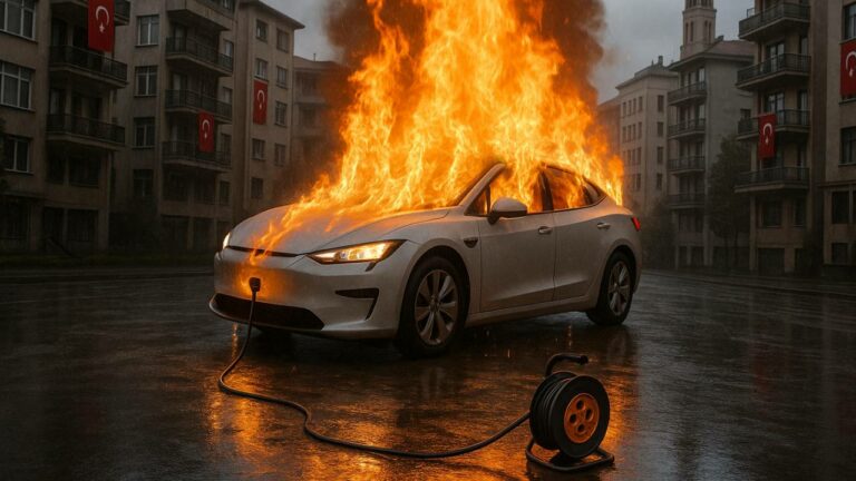 Şarjda kullanılan makaralı uzatma kablosu otomobili küle çevirdi