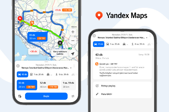 Yandex Maps'ten yolculukları ekonomik hale getiren yeni güncelleme