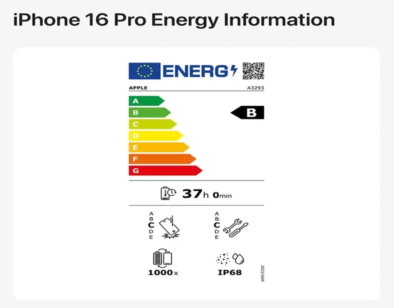 Avrupa'da satılan iPhone'lar enerji etiketiyle geliyor! 1 Avrupada satilan iPhonelar ene