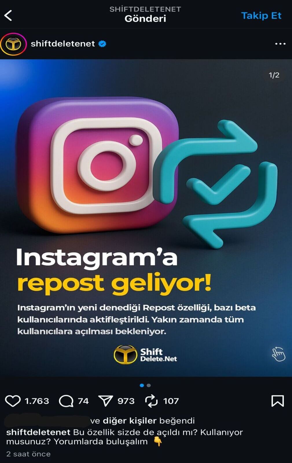 Instagram, repost özelliği sundu! - ShiftDelete.Net 1 Instagram, repost özelliği getirdi