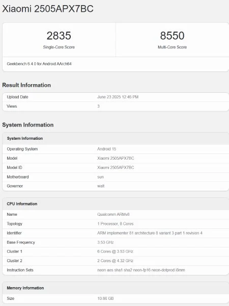 Xiaomi Mix Flip 2 Geekbench skoru ortaya çıktı 1 Xiaomi Mix Flip 2 Geekbench skoru ortaya çıktı