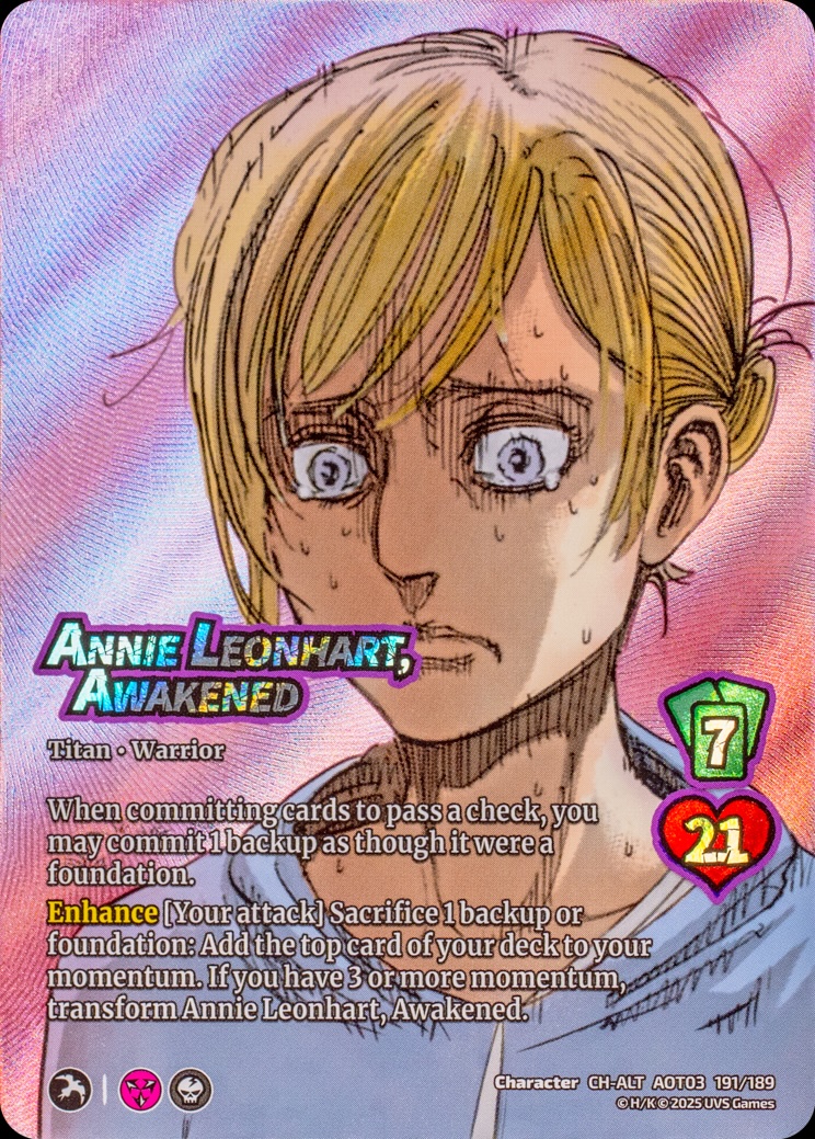 Attack on Titan Apocalypse kartları yeniden dağıtıyor 1 AoT03 CardShot 191 AnnieLeonhart Awakened CH ALT