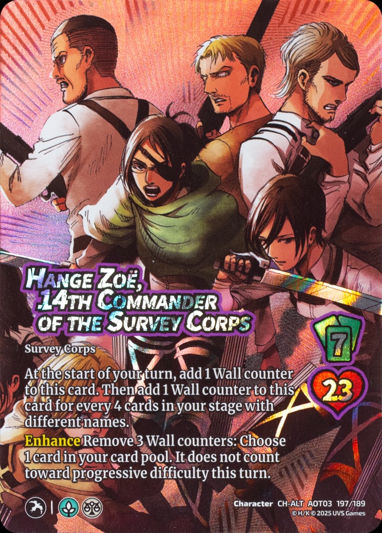 Attack on Titan Apocalypse kartları yeniden dağıtıyor 7 AoT03 CardShot 197 HangeZoe 14thCommanderOfTheSurveyCorps CH ALT