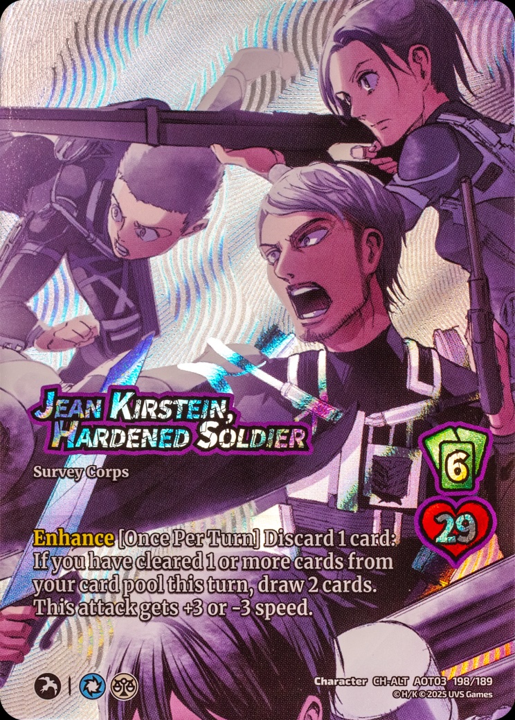 Attack on Titan Apocalypse kartları yeniden dağıtıyor 8 AoT03 CardShot 198 JeanKirstein HardenedSoldier CH ALT