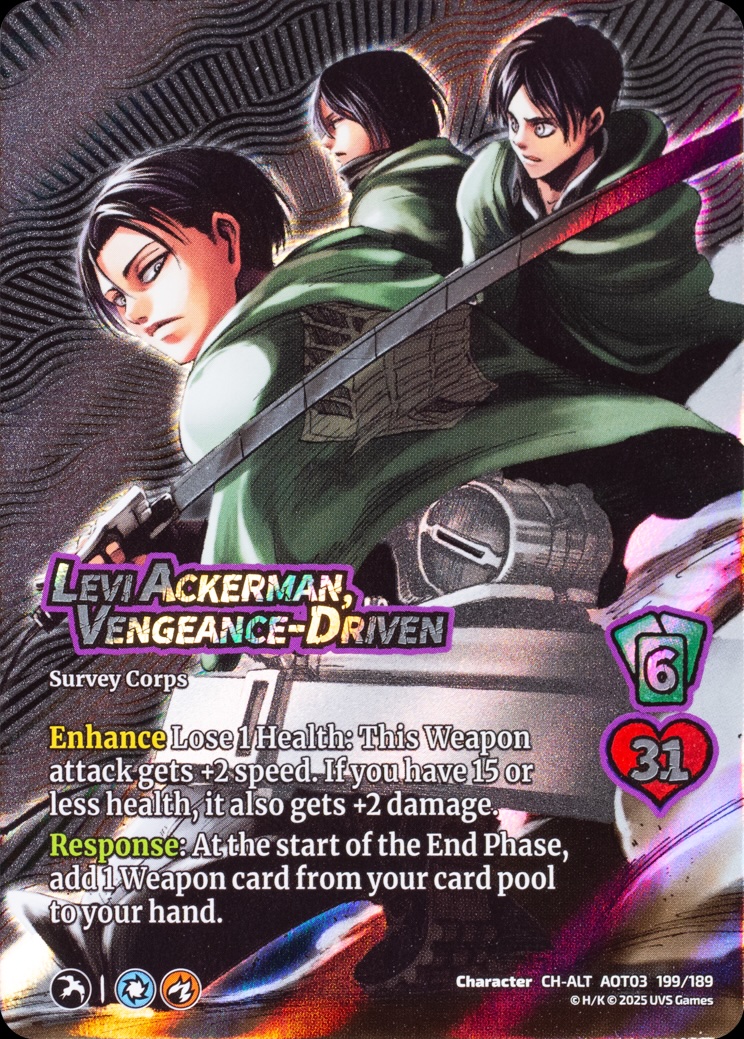 Attack on Titan Apocalypse kartları yeniden dağıtıyor 9 AoT03 CardShot 199 LeviAckerman VengenceDriven CH ALT