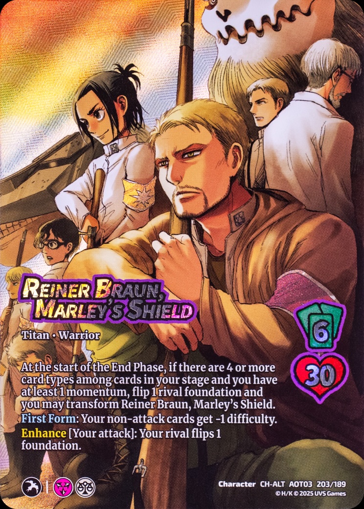 Attack on Titan Apocalypse kartları yeniden dağıtıyor 13 AoT03 CardShot 203 ReinerBraun MarleysShield CH ALT