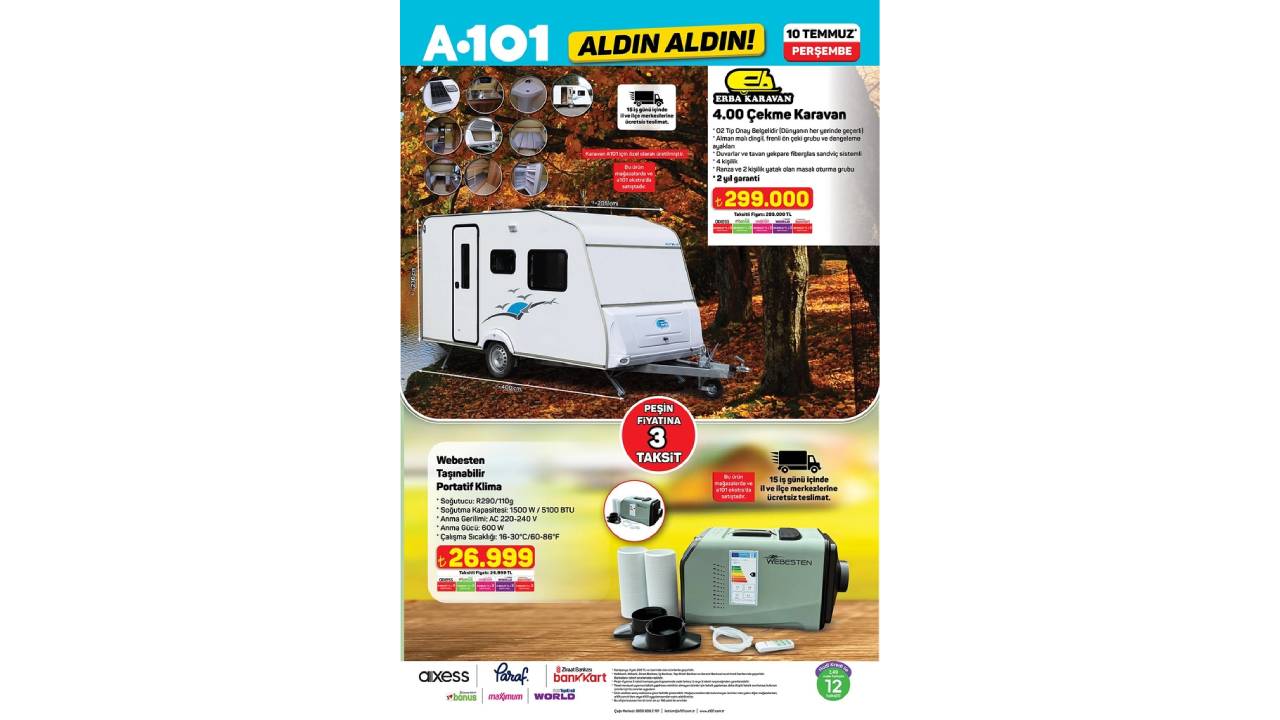 A101, ERBA 4.00 Çekme Karavan satacak