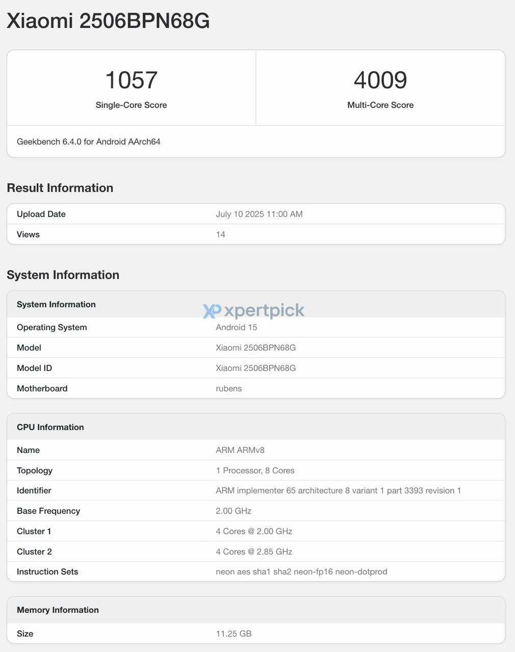 Xiaomi 15T Pro Geekbench veri tabanında göründü