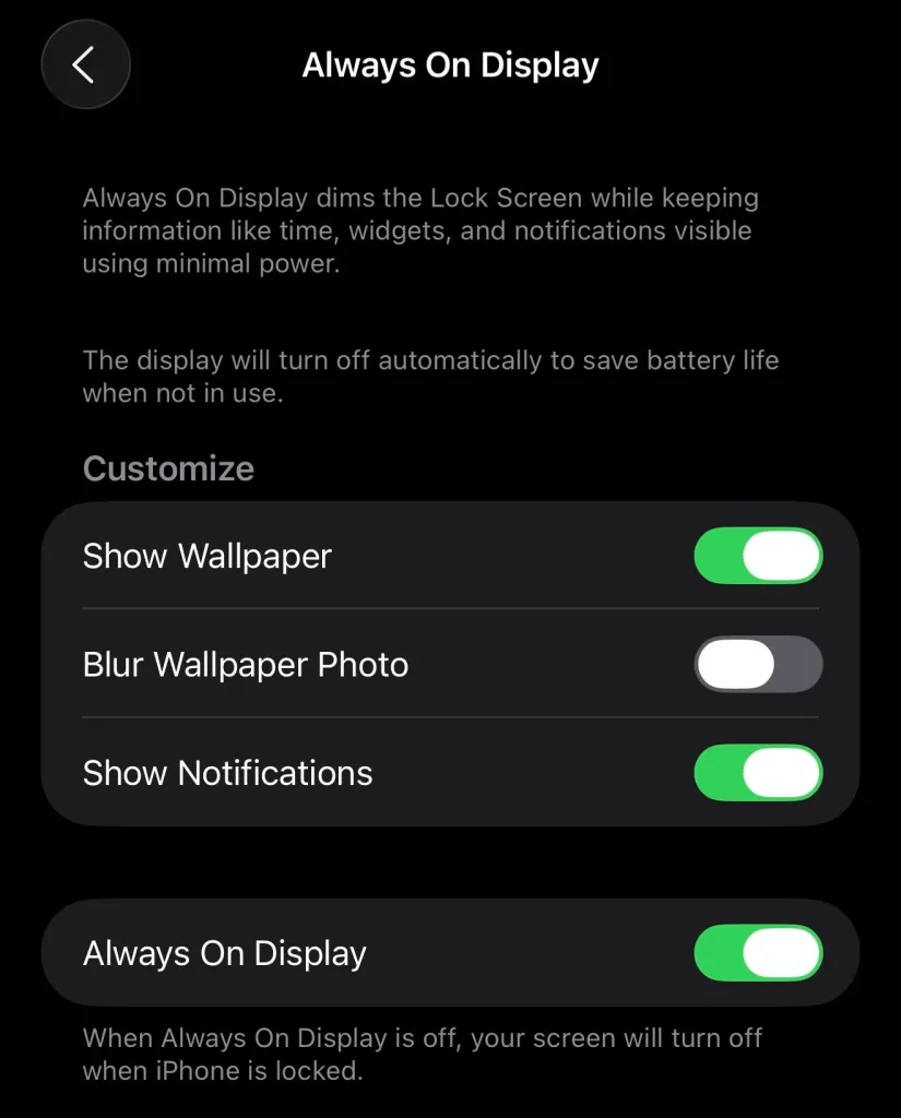 iOS 26 Always On Display Apple güncelleme