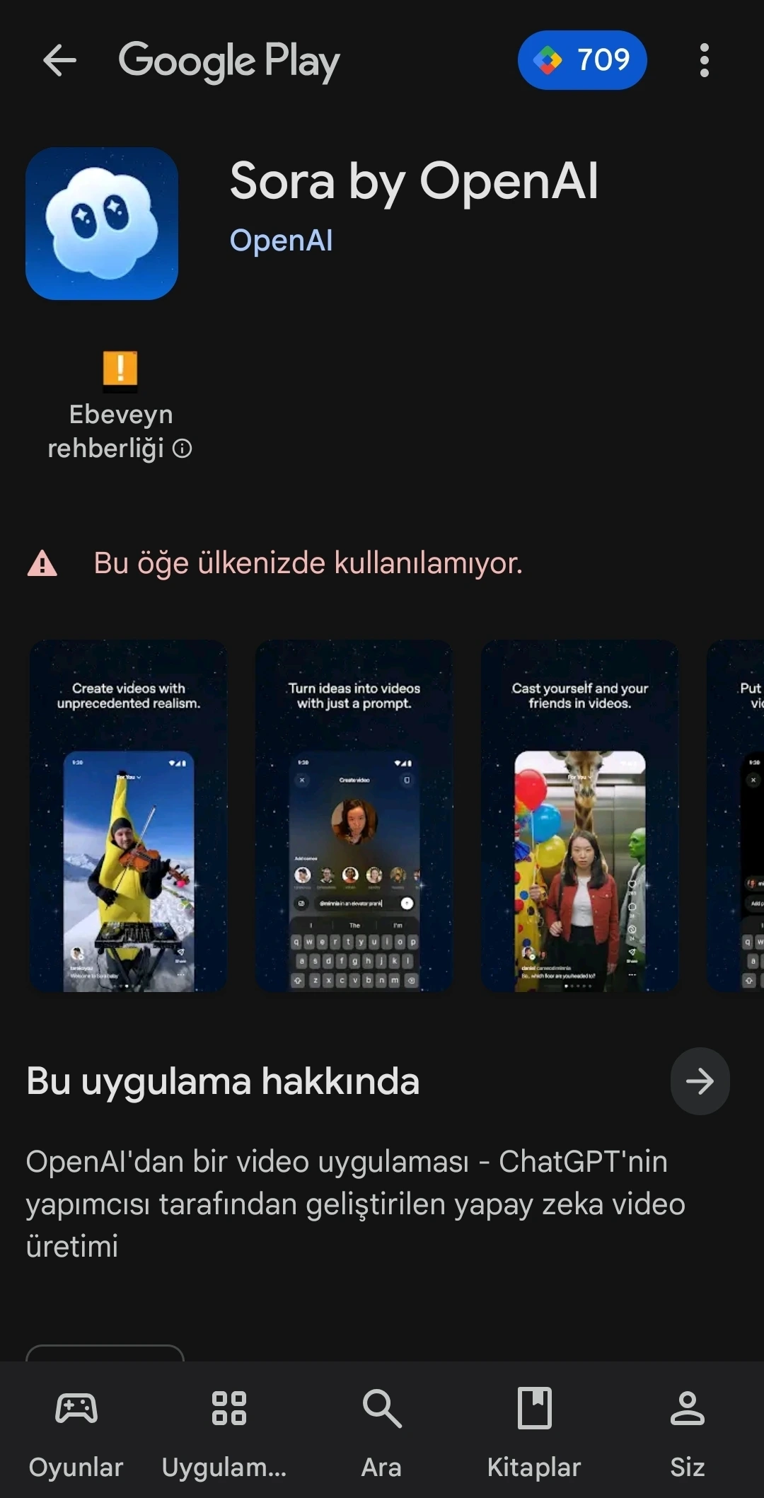 Sora Google Play Store OpenAI yapay zeka Android