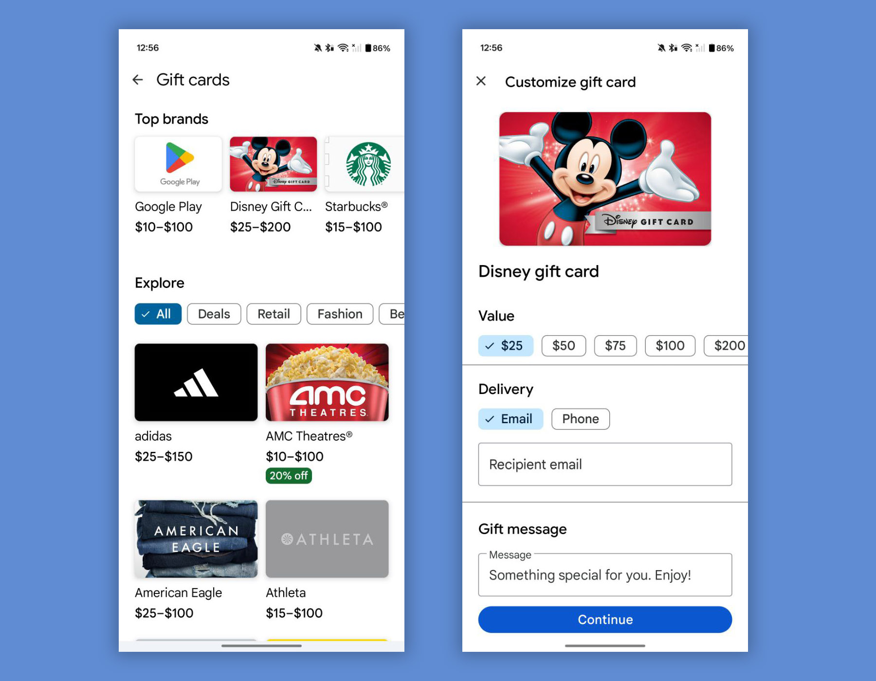Play Store, Google, Starbucks, Disney, hediye kartı