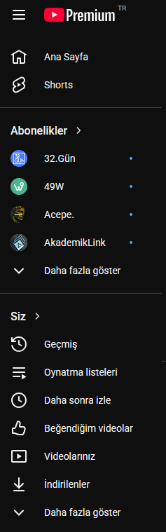 YouTube, arayüz, abonelikler
