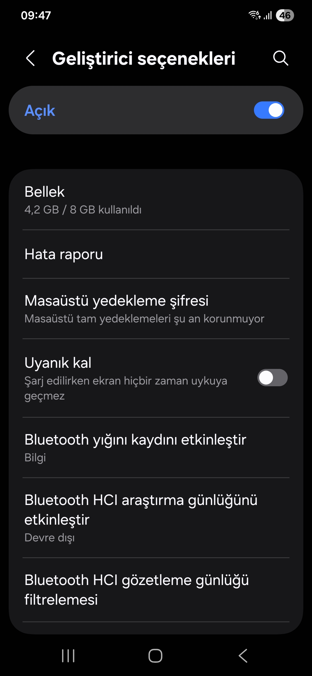 Android, geliştirici modu, geliştirici seçenekleri, telefon, rehber