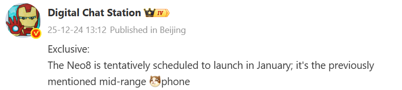 Realme Neo 8 çıkış tarihi sızıntısı