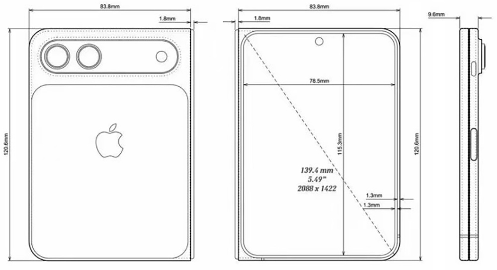 iPhone Fold açık ve kapalı ekran boyutları