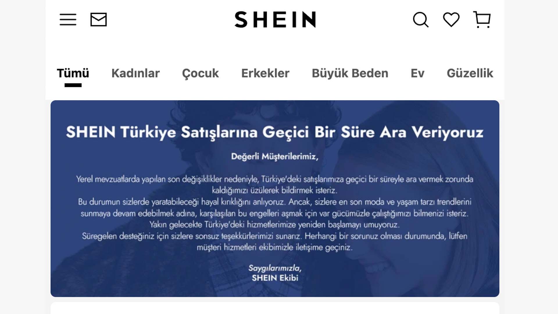 Shein Türkiye satışlarını durdurma kararı