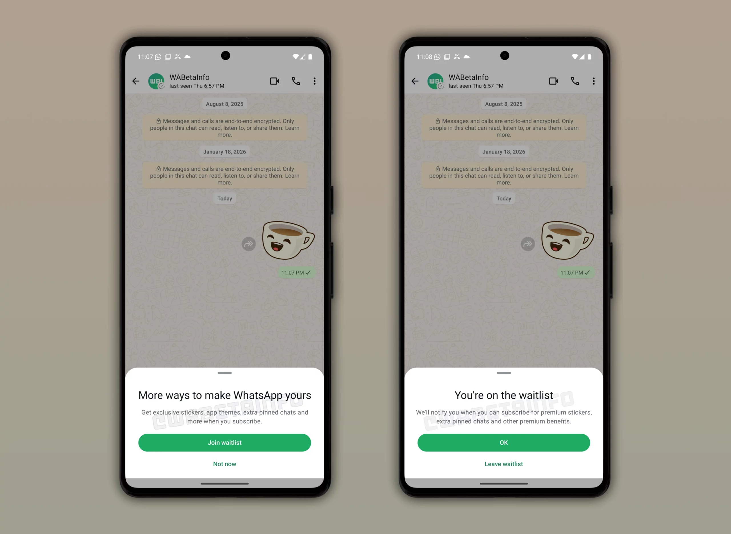 WhatsApp'ın yeni abonelik planı için bekleme listesi ekran görüntüsü