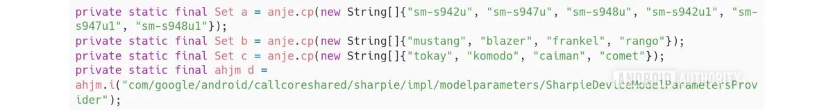 Google Telefon uygulamasında bulunan kodlar