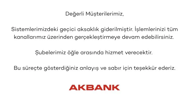 Akbank, Akbank mobil, Akbank çöktü, erişim sorunu, sistem kesintisi