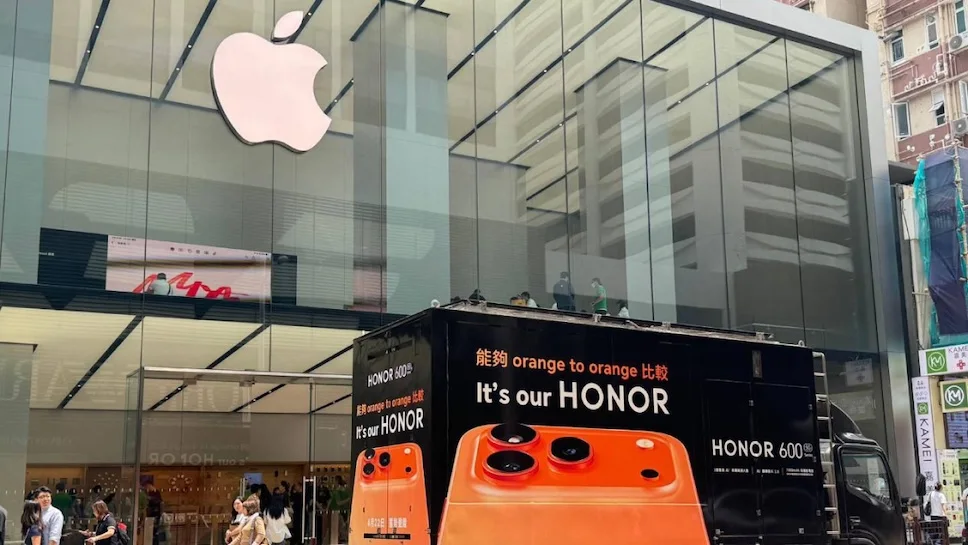 Honor 600 serisi, Apple Store, Hong Kong reklam, akıllı telefon rekabeti, iPhone 17 Pro Cosmic Orange