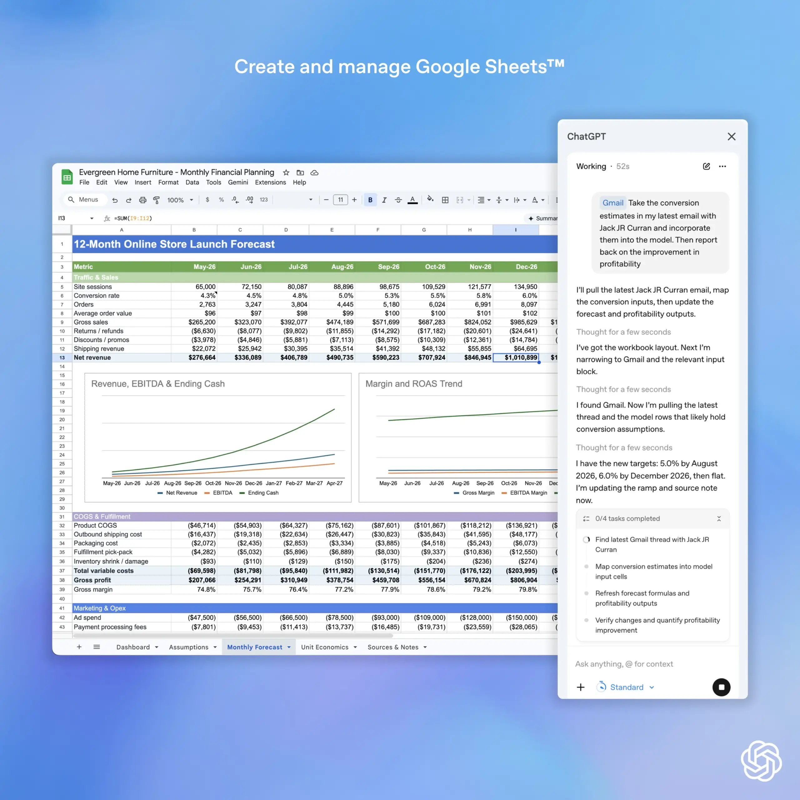 Google Sheets, ChatGPT, entegrasyon, elektronik tablo, beta