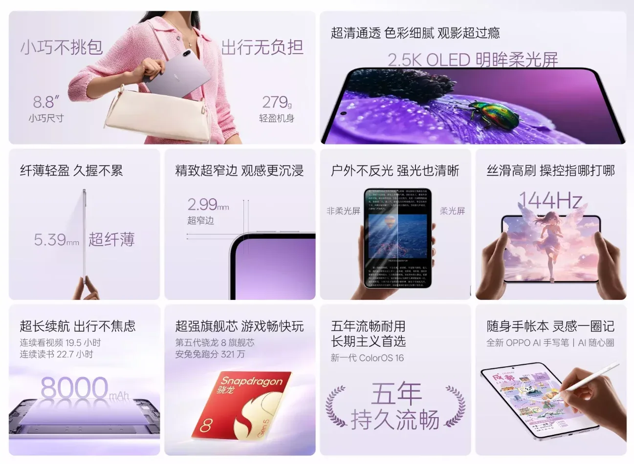 Oppo Pad Mini, Snapdragon 8 Gen 5, Oppo tablet, ColorOS 16, kompakt tablet