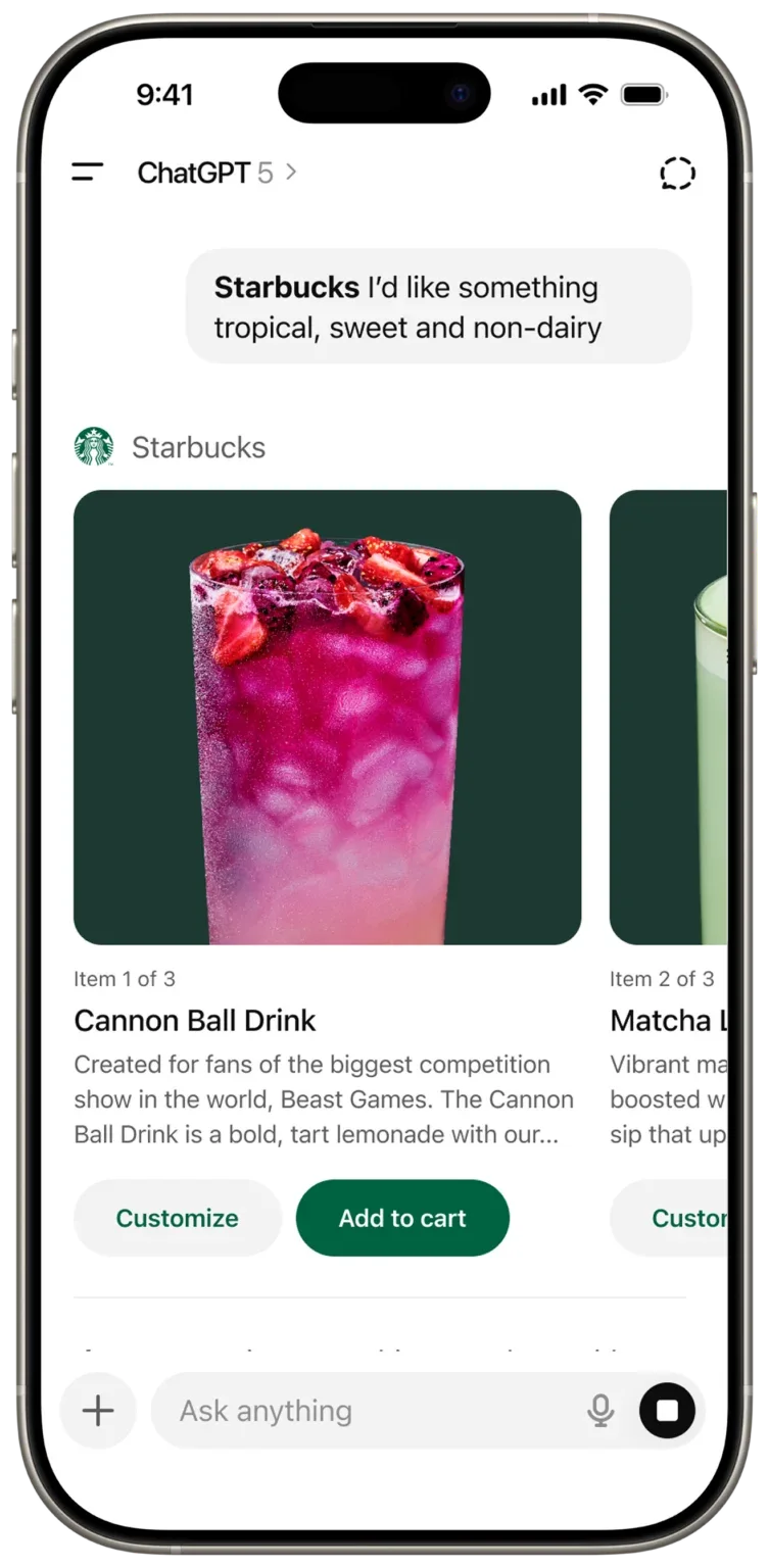 Starbucks, ChatGPT, Yapay Zeka, İçecek Keşfi, Mobil Uygulama