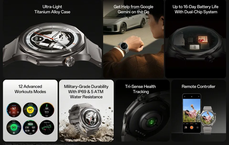 OPPO Watch X3, akıllı saat, Wear OS 6, titanyum akıllı saat, OPPO Watch özellikleri