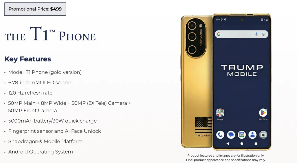 Trump Mobile T1, Trump akıllı telefon, Trump Mobile özellikleri, Snapdragon işlemcili telefon