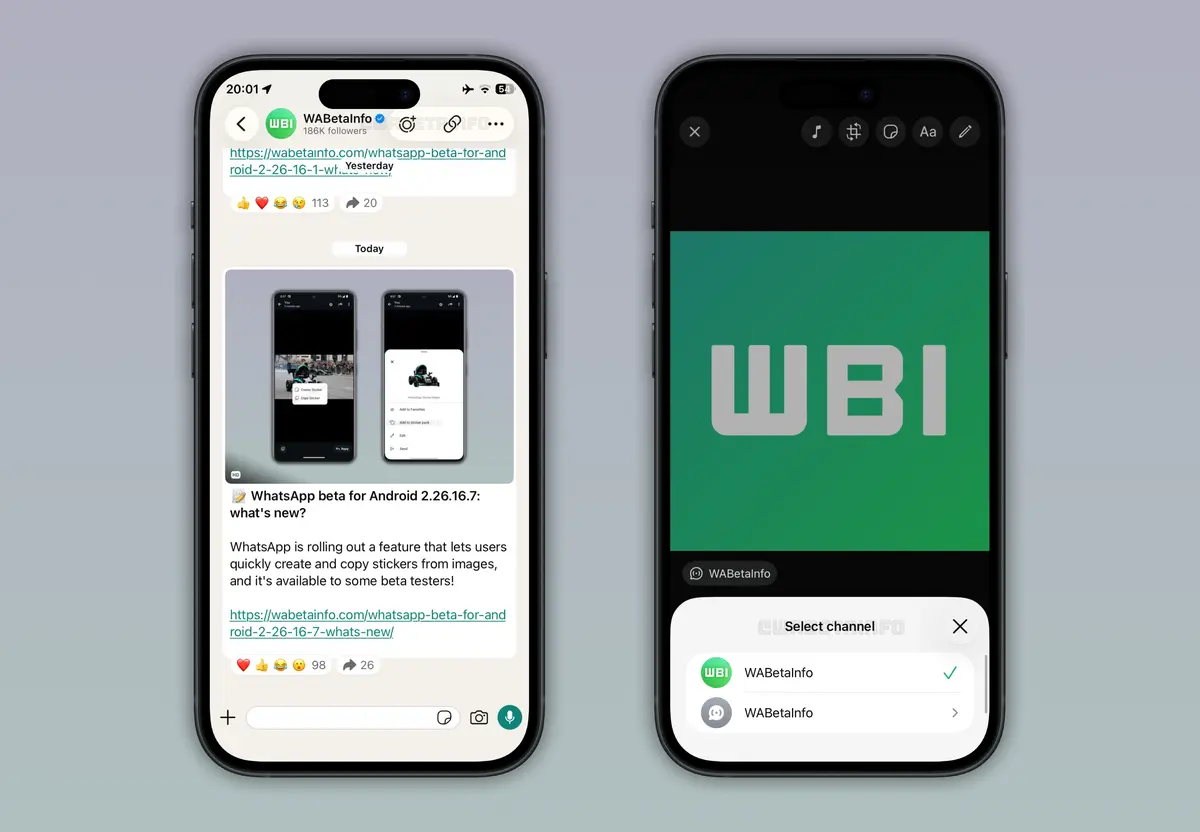 whatsapp ios 26 16 10 70 beta ozelligi kanal durumlarini getiriyor 1