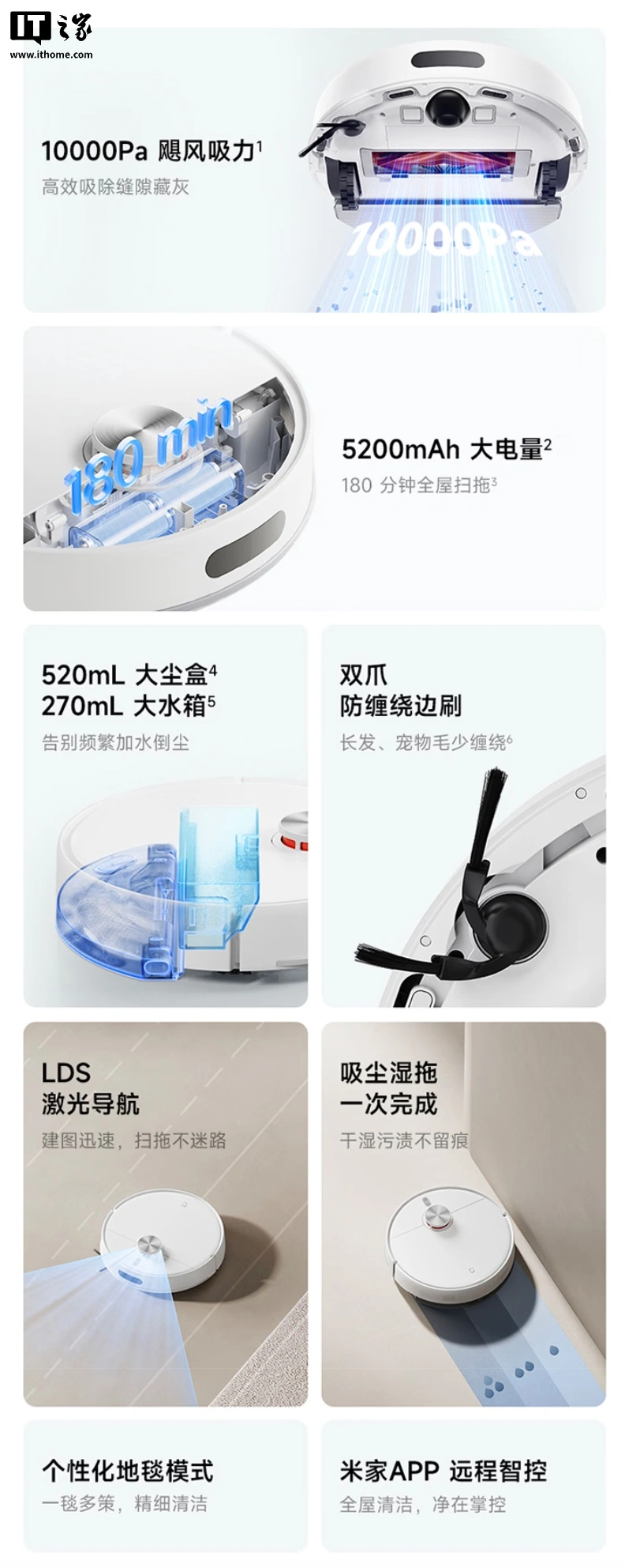 Xiaomi, Mijia, Robot Süpürge 4, 10000Pa, LDS lazer navigasyon, akıllı ev aletleri