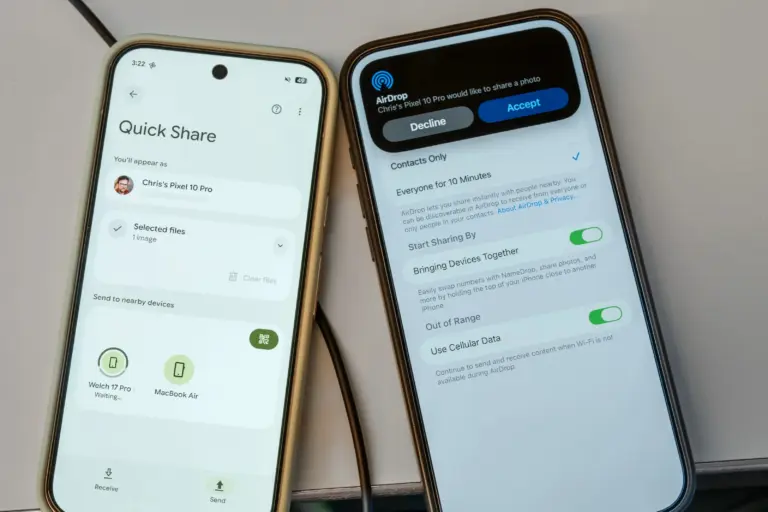 Google, Android, AirDrop, Quick Share, iOS